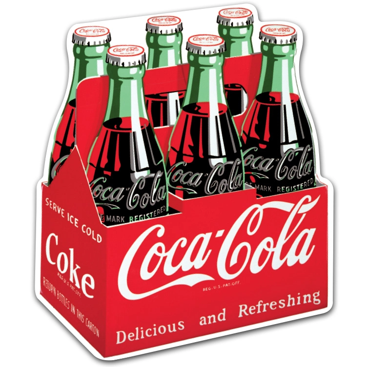 Die-Cut "Coca-Cola Six Pack" Metal Tacker- Custom Shape