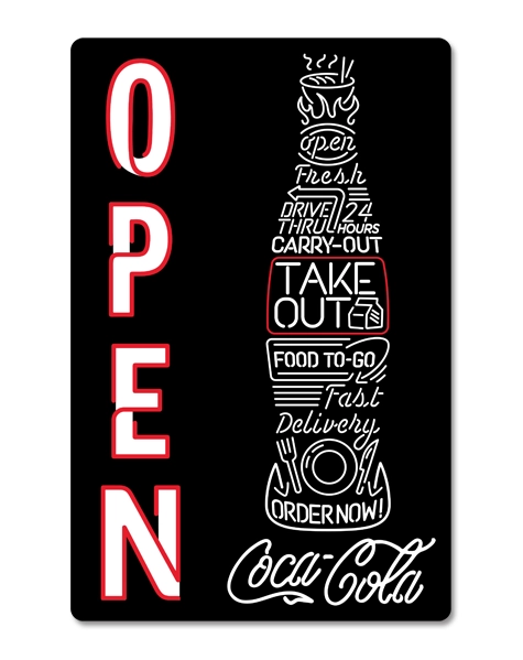 "Open - Takeout" Slim LED Illuminated Open Sign 23.5" x 15"